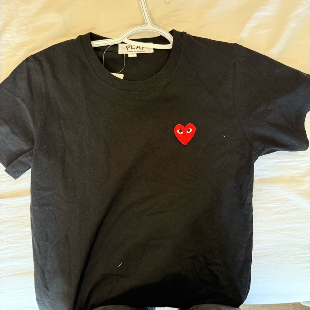 Comme des Garcons PLAY Black Red Heart Short Sleeve Tee